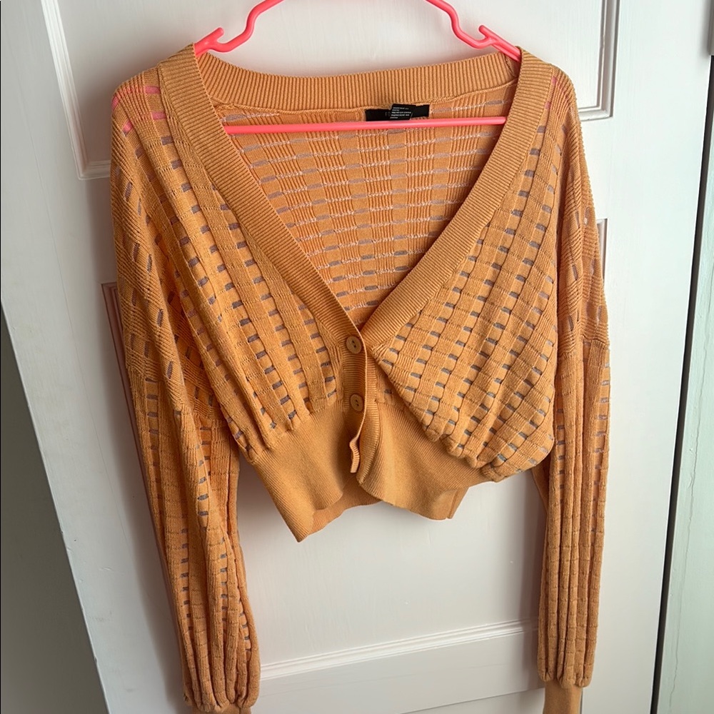 Women's Orange Button-Up Sweater